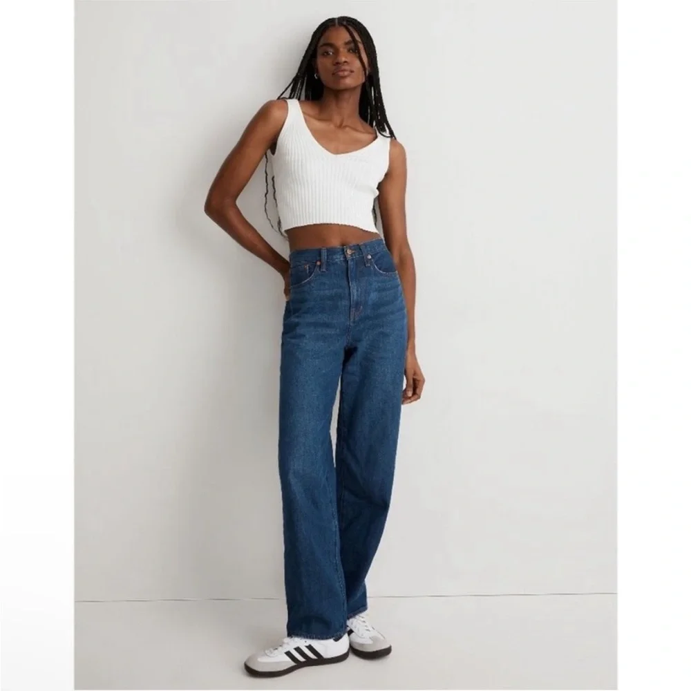 New NWT Madewell Baggy Straight Jeans in Dark Worn Indigo Wash size 26